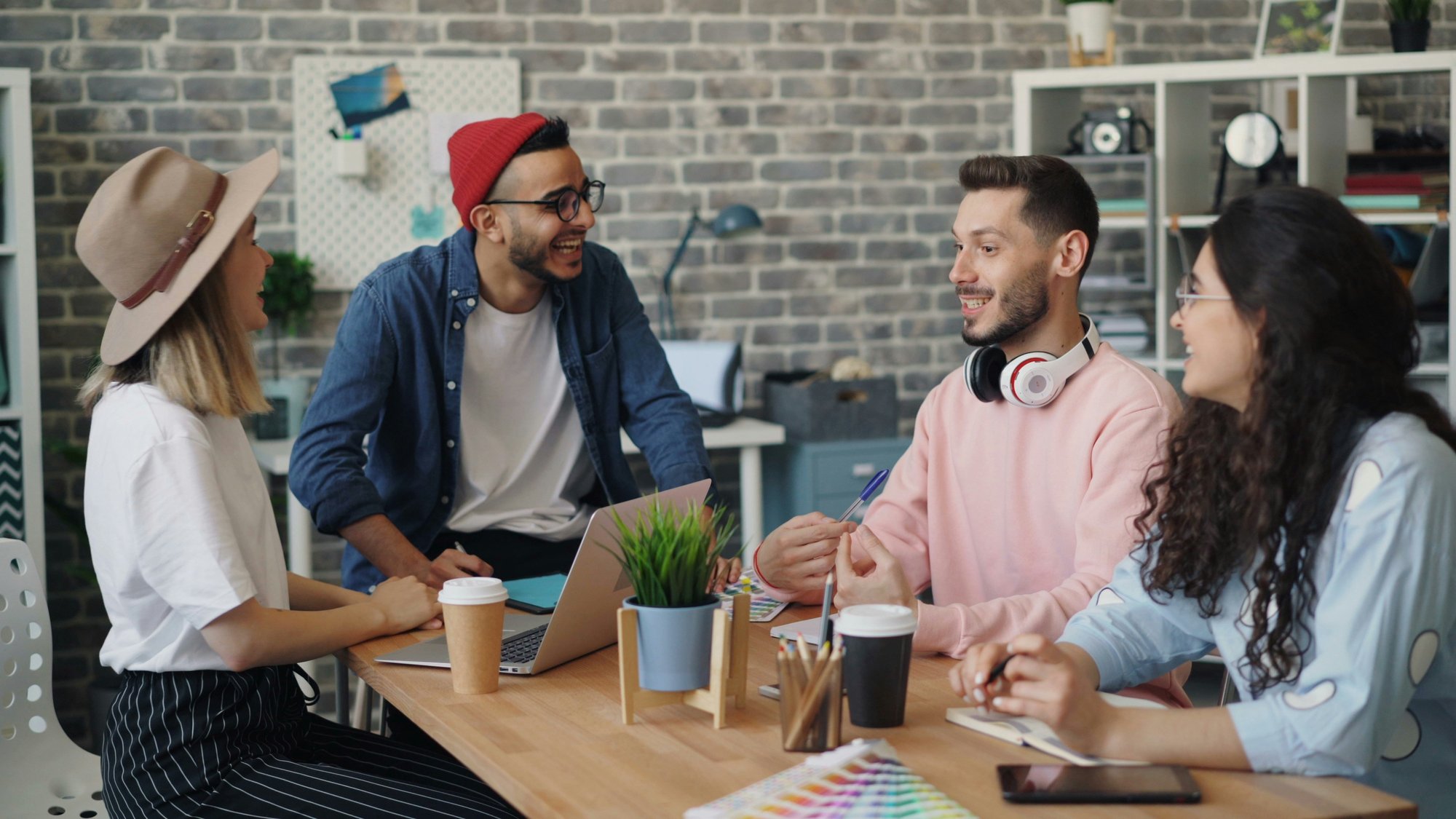 A team collaborating during an Enneagram team workshop